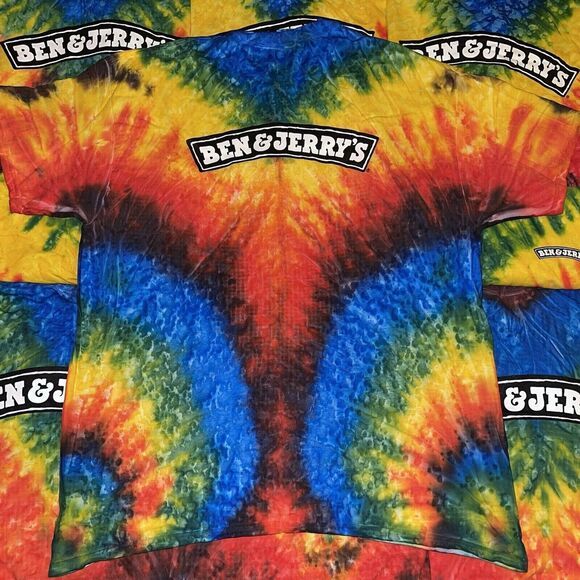 Vintage Ben and Jerrys Ice Cream Tie Dye Promo T-Shirt - Size Small - Picture 1 of 7